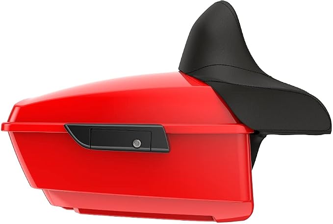 Advanblack Road Glide Tour Trunk Pack Scarlet Red King Tour Trunk Pack Luggage +Wrap-Around Backrest Pad for '97-'25 Harley Touring Road King Street Glide Electra Glide CVO models