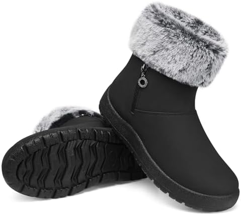 TEMOFON Women Snow Boots Waterproof: Fur Lined Warm Winter Ankle Booties