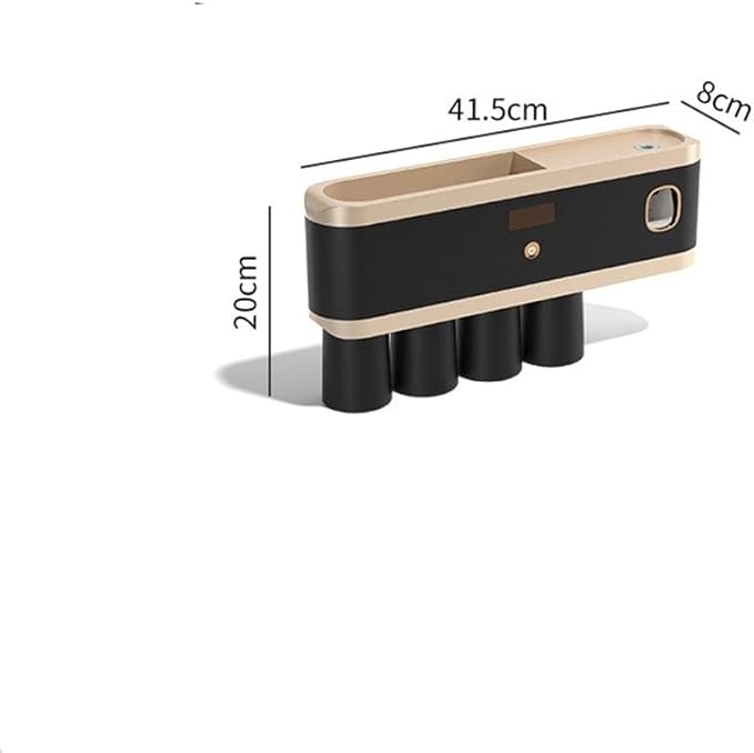 Toothbrush Rack Smart Toothbrush Holder Wall Mount Toothbrush Holder with Mouthwash Cup Automatic Toothpaste Dispenser Squeeze Kit Bathroom Toothbrush Holder(C)