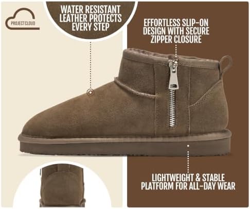 Project Cloud 100% Genuine Leather Womens Boots Ankle Boots for Women Shoes