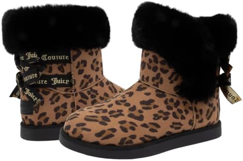 Juicy Couture Women's Slip On Winter Snow Boots Warm & Insulated Fur Lining Comfortable Fashion Booties