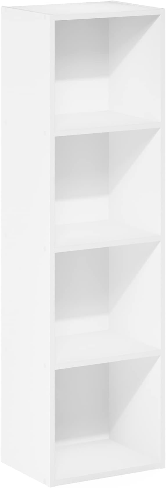 Furinno PASIR Book Shelf, 4-Tier Modern Bookshelf, Open Shelves Bookcase 9 x 12 x 42, Easy Assembly, for Living Room, Bedroom, Home Office, White
