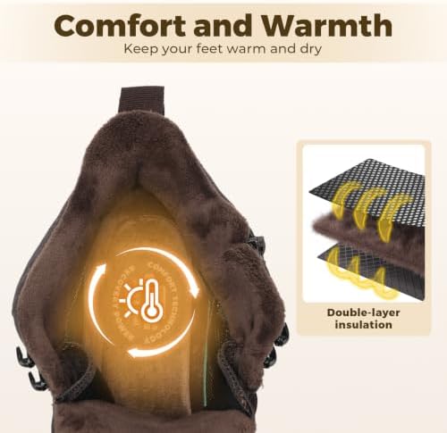 FitVille Men's Winter Boots Extra Wide, Water Resistant with Side Zipper, Non-Slip Warm Insulated Snow Outdoor Boots, Easy On/Off Comfortable