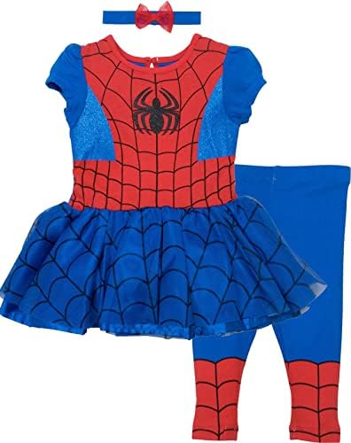 Marvel Spider-Man Girls' Cosplay Tutu Dress and Leggings Set Toddler to Little Kid
