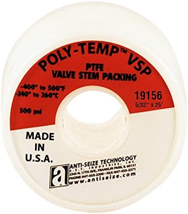 Poly-Temp 19156 White 100% PTFE Valve Stem Packing Adhesive Tape, 5/32" x 25'