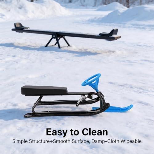 Snow Sled for Kids, Steerable Sled with Brakes, 220 LBS Snow Racer