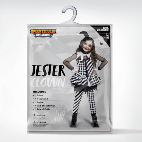 Spooktacular Creations Girls Clown Costume, Halloween Evil Clown Costume, Jester Dress for Girls Halloween
