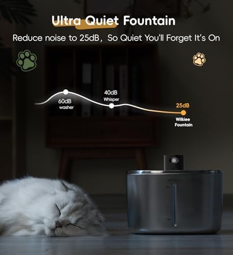 Cat Water Fountain Stainless Steel, 138fl.oz / 4.1L Cordless Cat Fountain