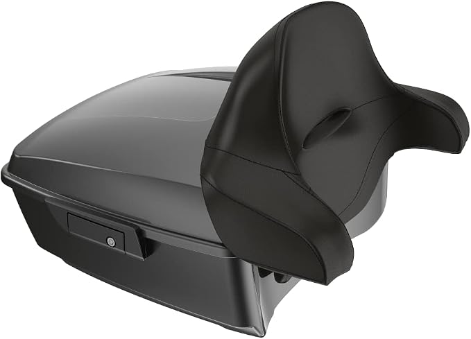 Advanblack Road Glide Tour Trunk Pack Gray Haze King Tour Trunk Pack Luggage +Wrap-Around Backrest Pad for '97-'25 Harley Touring Road King Street Glide Electra Glide CVO models