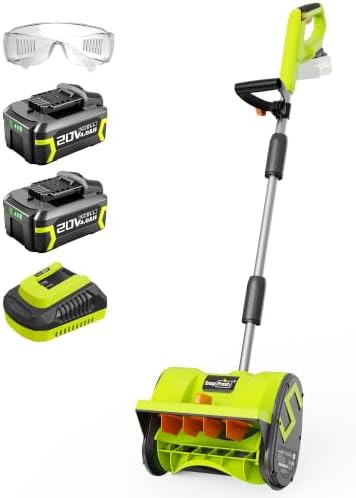 SnapFresh Snow Shovel Cordless, 12” 20V Electric Snow Thrower kit,with 2 * 4.0Ah Batteries and Fast Charger (Green)