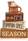 Lineshading 4 Pcs Fall Table Decor for Home, Pumpkin Spice Coffee Bar Sign
