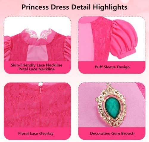 Royal Princess Costume Kids Girls Halloween Costumes with Wig Accessories