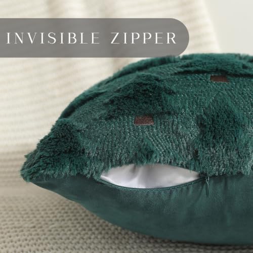 Allorry Christmas Pillow Covers 22x22 inch Set of 2 Christmas Decorations Soft Plush Faux Fur Wool Green Christmas Tree Throw Pillow Cases Winter Holiday Decor for Sofa Living Room PT002A22
