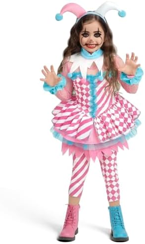 Spooktacular Creations Girls Clown Costume, Halloween Evil Clown Costume, Jester Dress for Girls Halloween
