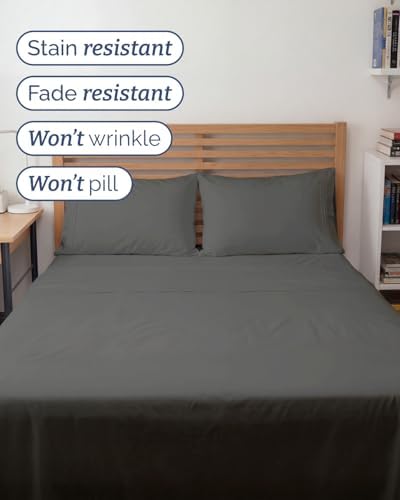 Full XL Sheets - 4 Piece Full XL Sheet Set - Cool & Breathable - Charcoal