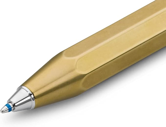 Kaweco BRASS SPORT Ball Pen I Retractable Ballpoint Pen with Standard D1 Refills in a nostalgic Tin Box I Metal Ball Pen 10.5 cm