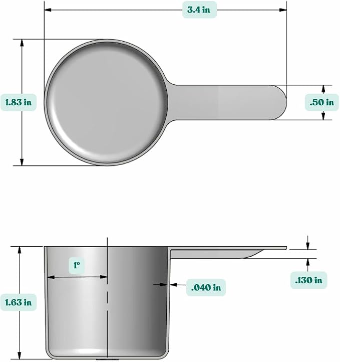 1/4 Cup (4 Tablespoon | 2 Oz. | 60 mL) Short Handle Plastic Measuring Scoop for Coffee, Protein Powder, Pet Food, Spices, Grains, Dry Goods – Food-Grade BPA-Free (Pack of 5)