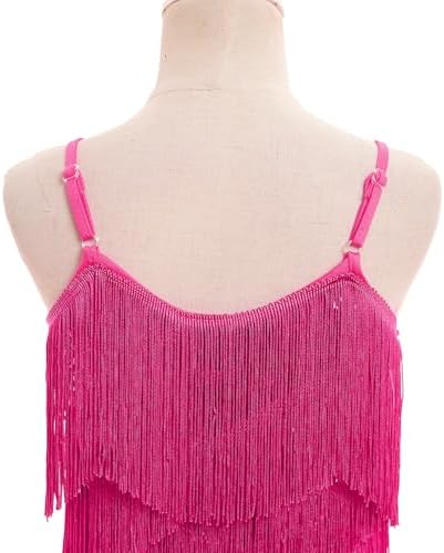 IDOPIP Kids Girls 1920s Flapper Dress Tassels Sequins Fringe Latin Dance Dress Gatsby Halloween Party Ballroom Dance Costumes