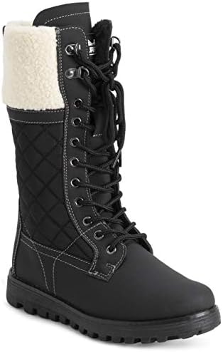 POLAR Womens Faux Fur Warm Thermal Waterproof Outdoor Walking Snow Winter Rubber Sole Calf Boots