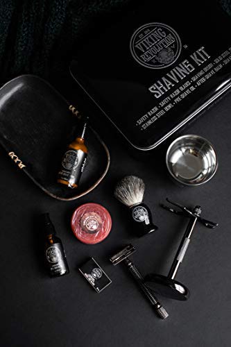 Viking Revolution Luxury Safety Razor Shaving Kit - Includes Double Edge Safety Razor, Stand, Bowl, After-Shave Balm, Pre-Shave Oil, Badger Brush - Safety Razor Kit