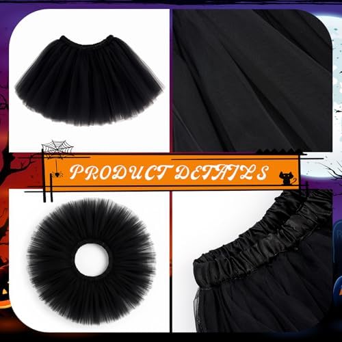 Maiteenly Halloween 4pcs Costume Set Pumpkin T Shirt Bat Headband Striped Tights Tutu Ballet Skirt for Women Halloween Party