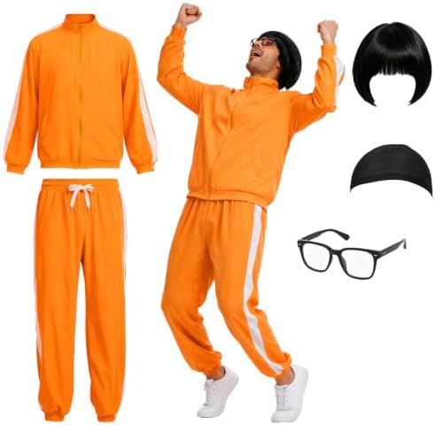 Men's Orange Tracksuit Costume, Family Costumes for Halloween