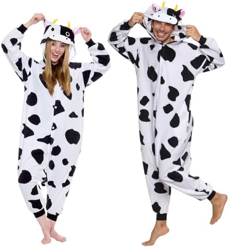 Funziez! Adult Onesie Halloween Costume Animal Dinosaur Shark Unisex Plush One Piece Cosplay Suit for Adults, Men and Women