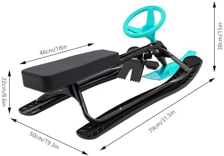 Snow Racer Sled, Ski Sled with Steering Wheel & Twin Brakes, Durable Steel Frame, Great Weight Capacity of 220 LBS, Sled for Kids Age 6 & Up, Teenagers Adult