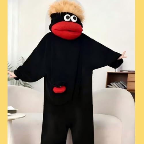 Unisex Funny Big Mouth Monster Plush Hooded Onesie Sleepwear