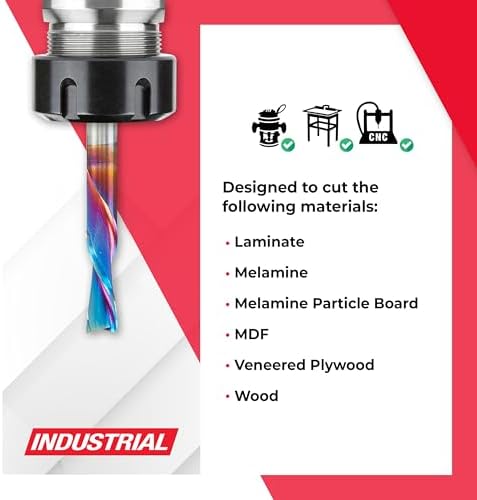 Amana Tool - 46202-K Solid Carbide Spiral Plunge Router Bit Down Cut 1/4 Dia x 3/4 x 1/4 Inch Shank, Spektra Extreme Tool Life Coated