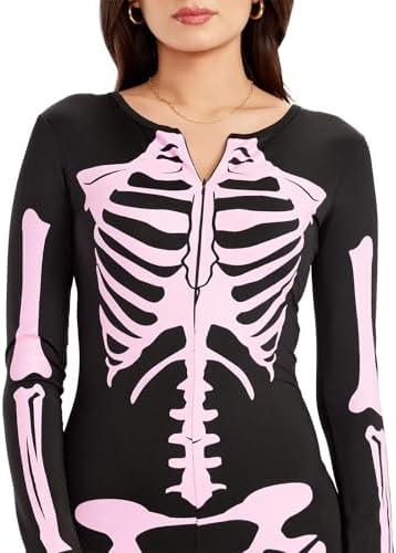 Tipsy Elves Sexy Halloween Skeleton Bodysuit for Women - One Piece Costume