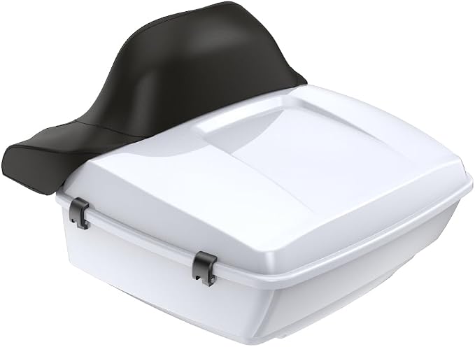 Advanblack Road Glide Tour Trunk Pack Crushed Ice Pearl King Tour Trunk Pack Luggage +Wrap-Around Backrest Pad for '97-'25 Harley Touring Road King Street Glide Electra Glide CVO models