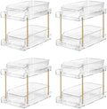 LAREKUN4pack 2-Tier Organizer & Storage Unit Stackable Bathroom Cabinet Organizer Pull-Out Kitchen Pantry Organizer & Storage System Suitable for Countertops, Pantries, Kitchens, Bathrooms