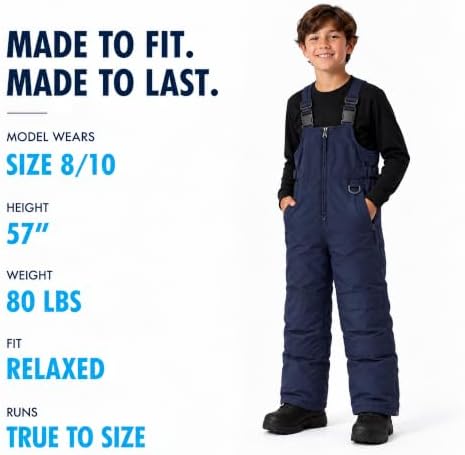 Cherokee Kids Snow Bibs - Insulated Ski Pants Overalls for Boys and Girls