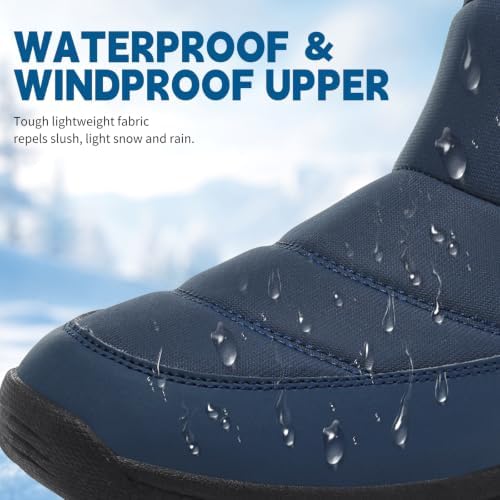Men's Mid-Calf Winter Boots Zipper Snow Boots Mens Fur Lined Warm Boots
