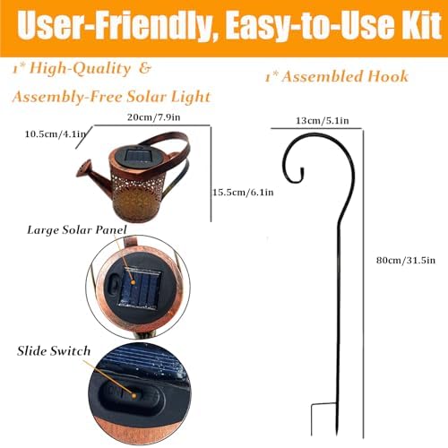 Merrytech Solar Watering Can Light,Garden Decor Gifts for Mom Grandma Large