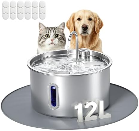 12L/3.17Gal Dog Water Fountain Stainless Steel
