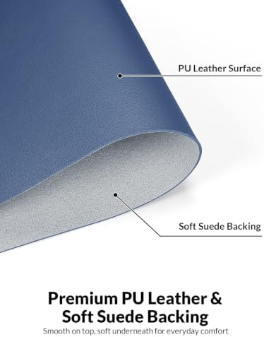 Leather Desk Pad Protector, 31.5" x 15.7", Midnight Blue Desk Mat