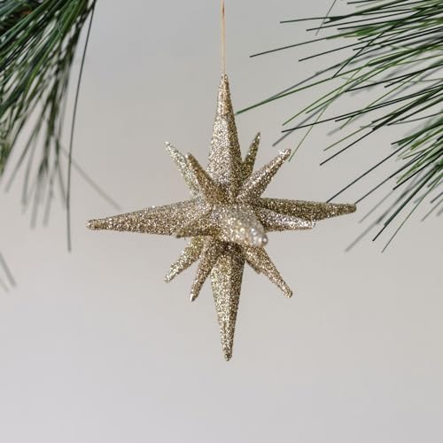 CG Hunter Antique Gold Glass Christmas Ornaments, 2.75", Set of 6