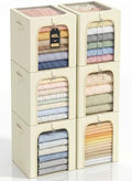 GoMaihe Clothes Storage Bins with Metal Frame for Closet, 40L 6-Pack Beige