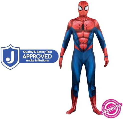 MARVEL Spider-Man Official Adult Deluxe Zentai Halloween Costume - Stretch Spandex with Hidden Zippers and Wrist Slits