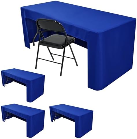 HolidayIdeas 4-Pack 6ft Open Back Fitted Tablecloths for Craft Shows Royal Blue
