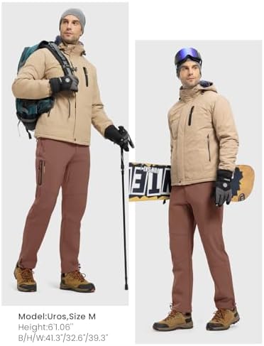Rdruko Men's Snow Pants Waterproof Ski Pants Insulated Trousers
