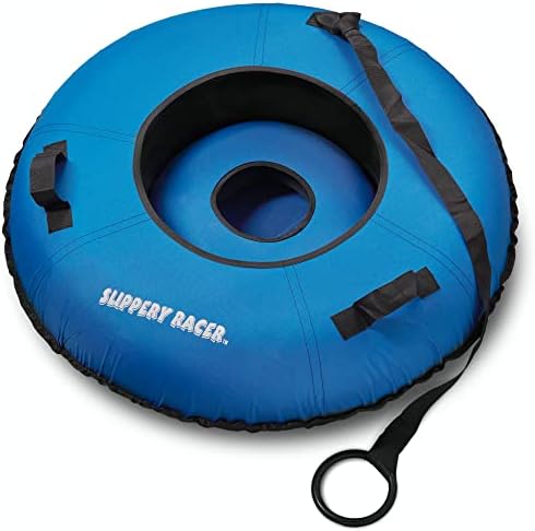 Slippery Racer Heavy Duty Commercial Grade Inflatable Snow Tube with Cover and Rope, PVC Bottom, 44"-Blue