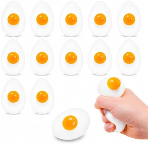 The Dreidel Company 144 Count White Sticky Egg Splat Balls - Soft Squishy Liquid Filled Yolk Stress Relief Fidget Toys, Novelty Party Favors and Goodie Bag Fillers
