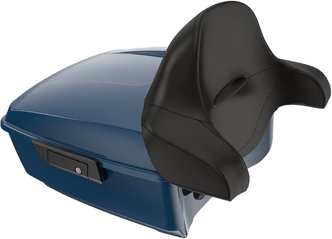 Advanblack Road Glide Tour Trunk Pack Reef Blue King Tour Trunk Pack Luggage +Wrap-Around Backrest Pad for '97-'25 Harley Touring Road King Street Glide Electra Glide CVO Models