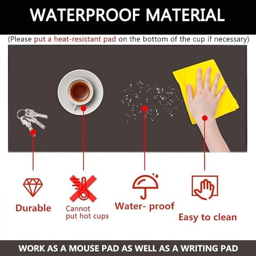 AKOZLIN 27.55”x 18.9" Soft PU Leather Surface Office Desk Mouse Mat Anti-Push Pad with Full Grip Fixation Lip Table Blotter Edge-Locked Protector