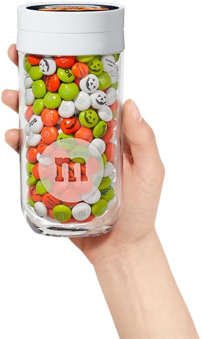 M&M'S Halloween Milk Chocolate Candy Jar, Orange, Green, White, 12.7 oz