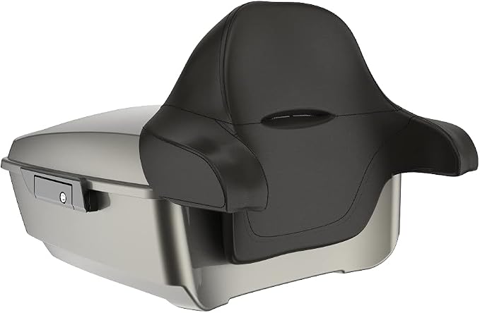 Advanblack Road Glide Tour Trunk Pack Industrial Gray King Tour Trunk Pack Luggage +Wrap-Around Backrest Pad for '97-'25 Harley Touring Road King Street Glide Electra Glide CVO Models