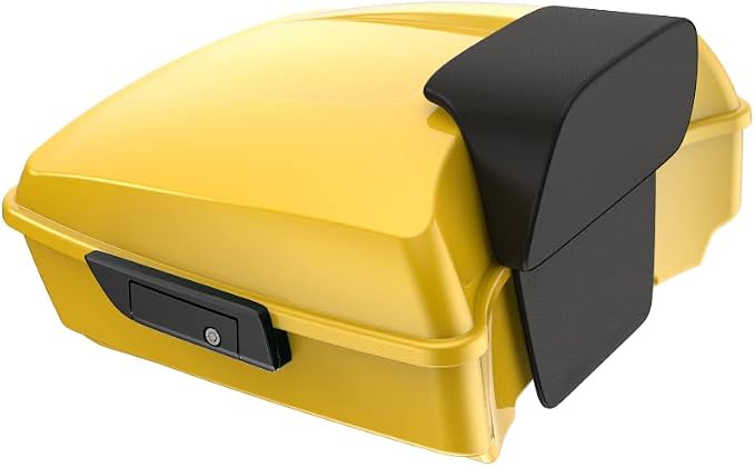 Advanblack Road Glide Tour Trunk Pack Chrome Yellow Chopped Tour Trunk Pack Backrest Pad for '97-'25 Harley Touring Road King Street Glide Electra Glide CVO models